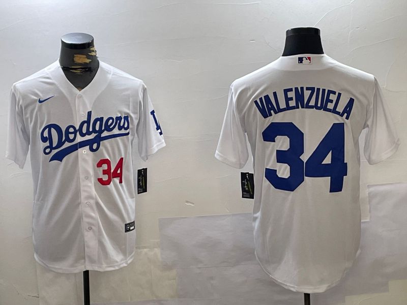 Men Los Angeles Dodgers #34 Valenzuela White Game 2024 Nike MLB Jersey style 11202